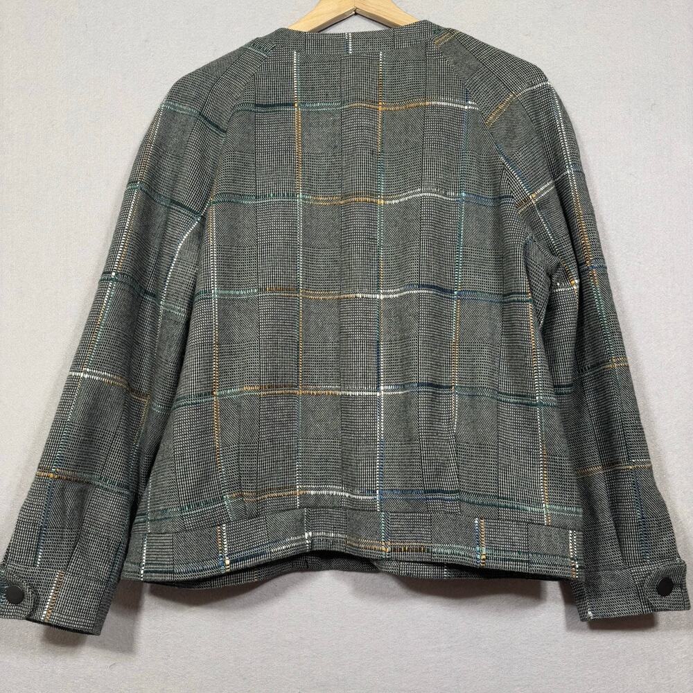 Christopher & Banks Jacket L Gray Plaid Button Classic Heritage Quiet Luxury - Picture 2 of 7